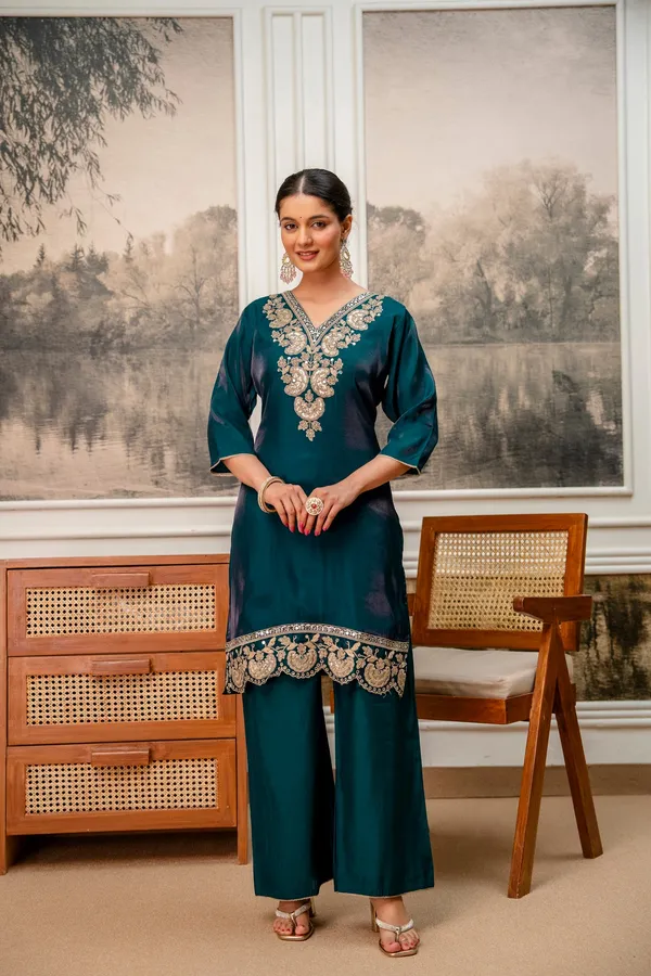 Dark_Rama_Green_Tissue_Simar_Kurta_Pant_Set
