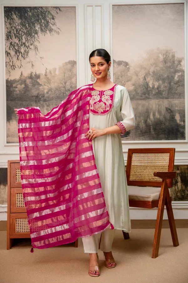 Cream_Embroidered_Flared_Kurta_For_Women