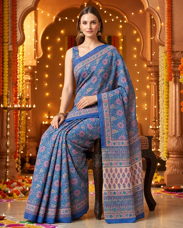Maheshwari_Silk_Saree_With_Handblock_Print_Royal_Blue