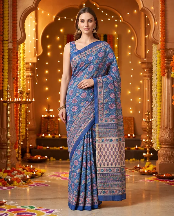 Maheshwari_Silk_Saree_With_Handblock_Print_Royal_Blue