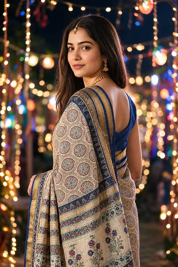 Neehar_Jaipur_Neel_Pushp_Maheshwari_Silk_Saree_Blue