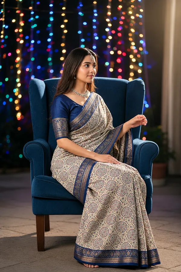 Neehar_Jaipur_Neel_Pushp_Maheshwari_Silk_Saree_Blue