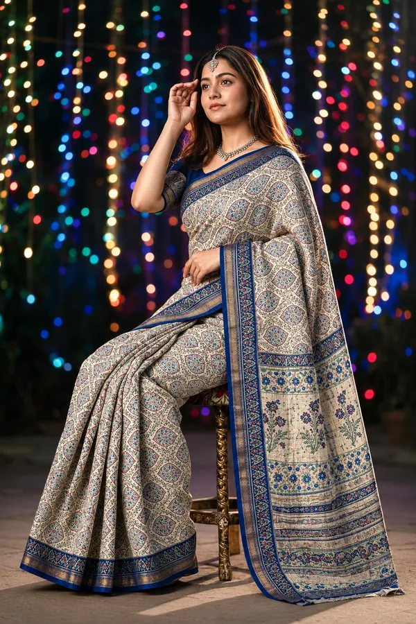 Neehar_Jaipur_Neel_Pushp_Maheshwari_Silk_Saree_Blue