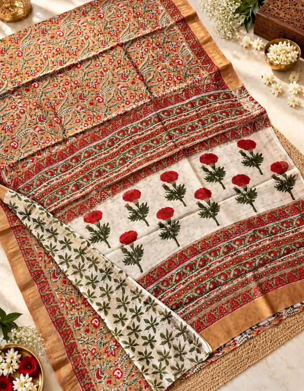 Neehar_Jaipur_Gulbahar_Maheshwari_Silk_Saree_Mustard_Beige
