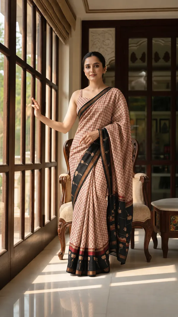 Neehar_Jaipur_Shahi_Kamal_Maheshwari_Silk_Saree_Cream_Beige