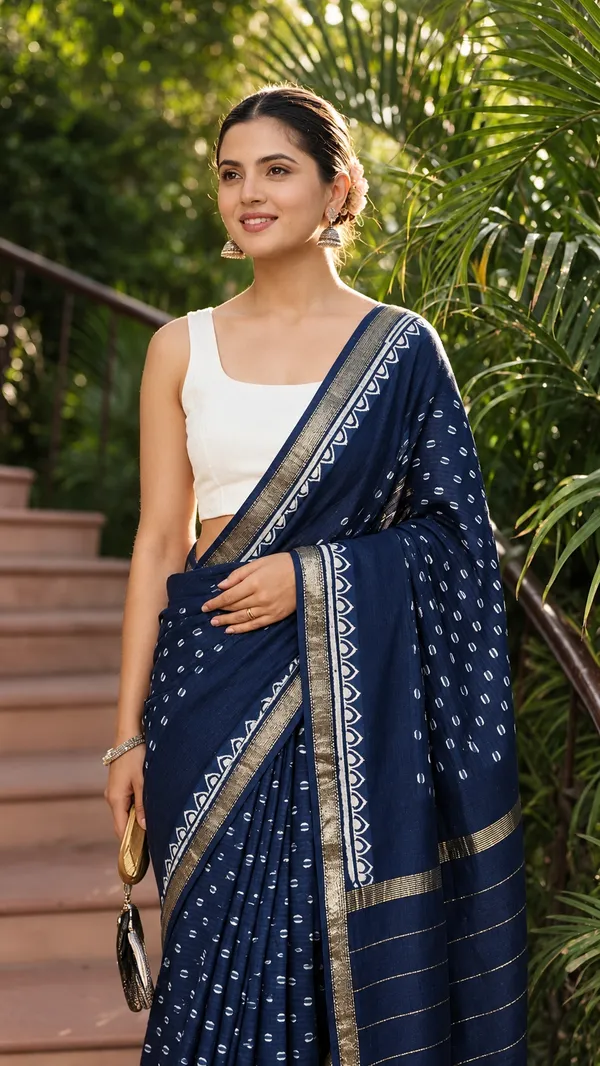 Neehar_Jaipur_Neel_Zariya_Maheshwari_Silk_Saree_Navy_Blue_Indigo