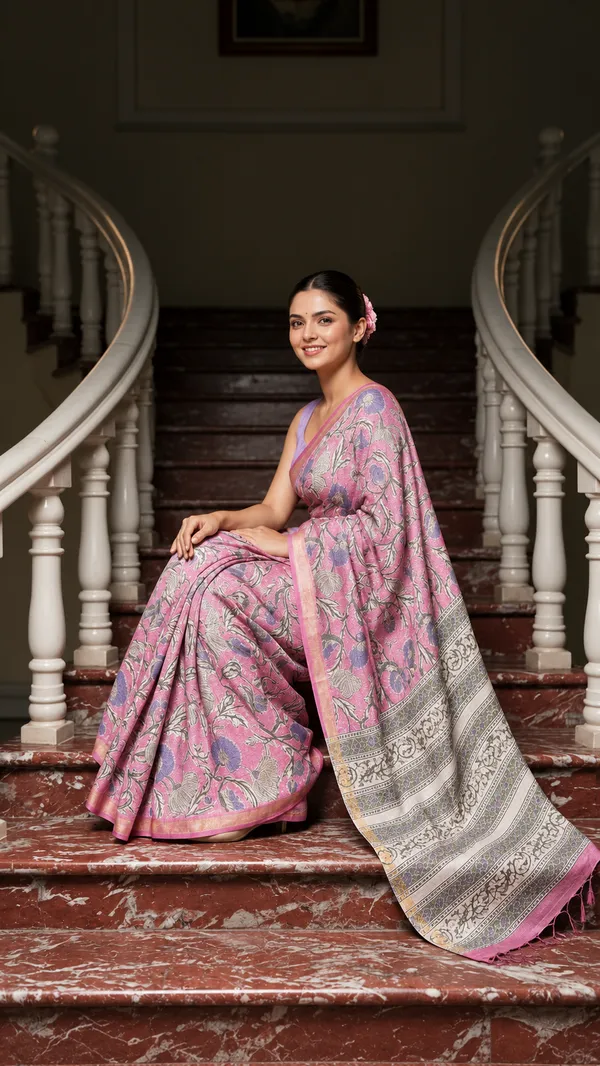 Neehar_Jaipur_Gulabi_Gulzar_Maheshwari_Silk_Saree_Rose_Pink