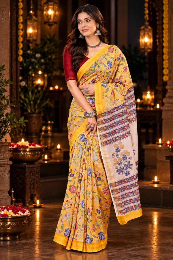 Neehar_Jaipur_Sunehri_Gulbahar_Premium_Mustard_Yellow_Maheshwari_Silk_Saree