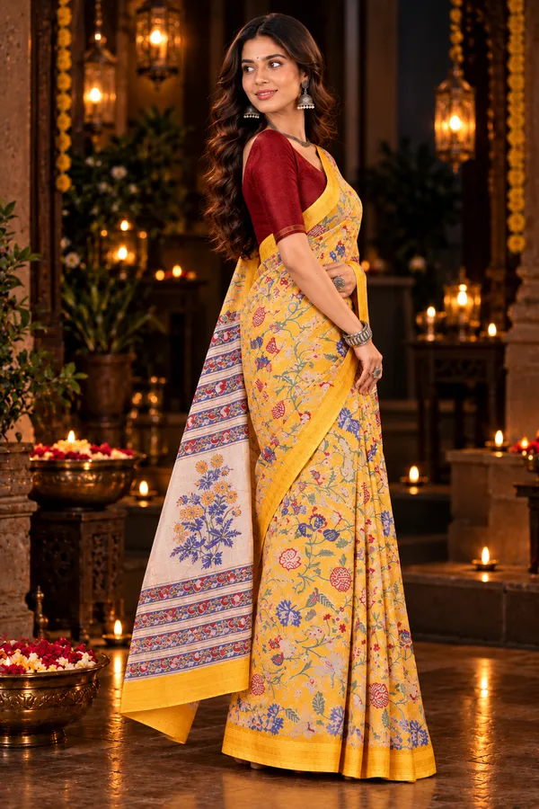 Neehar_Jaipur_Sunehri_Gulbahar_Premium_Mustard_Yellow_Maheshwari_Silk_Saree