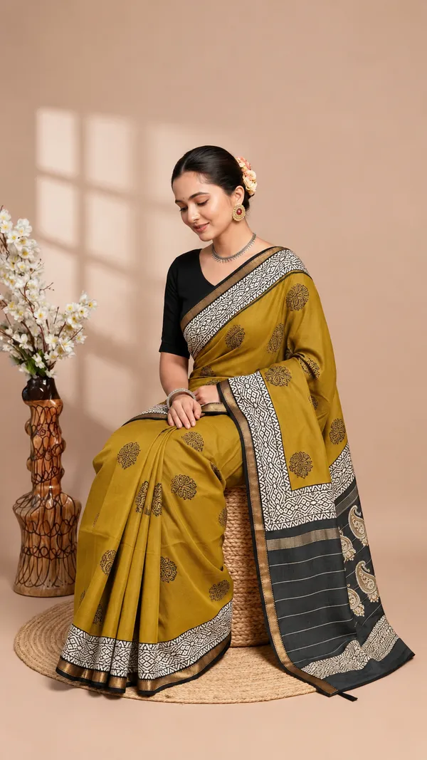 Neehar_Jaipur_Swarnika_Maheshwari_Silk_Saree_Golden_Ochre