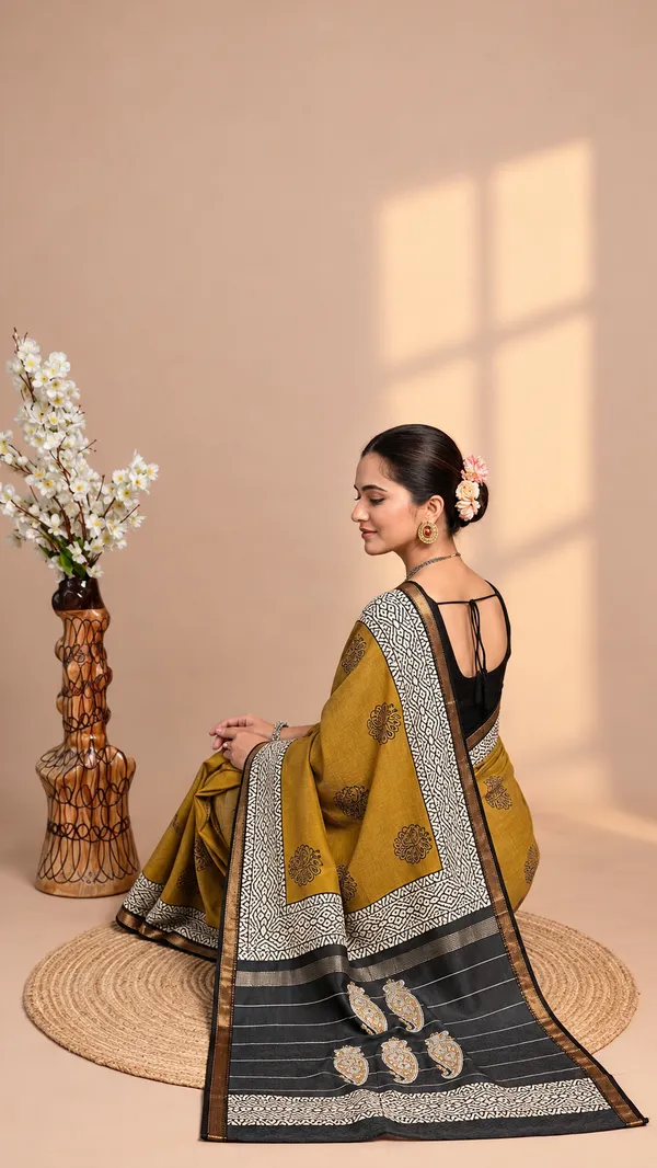 Neehar_Jaipur_Swarnika_Maheshwari_Silk_Saree_Golden_Ochre