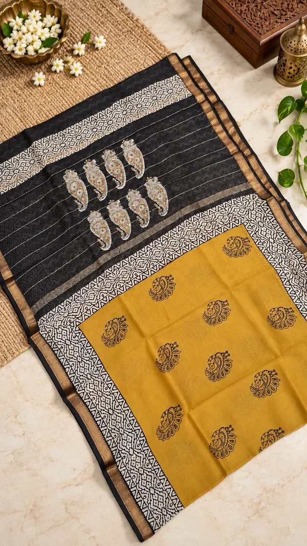 Neehar_Jaipur_Swarnika_Maheshwari_Silk_Saree_Golden_Ochre