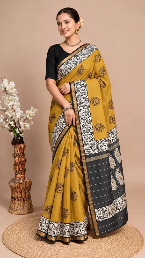 Neehar_Jaipur_Swarnika_Maheshwari_Silk_Saree_Golden_Ochre