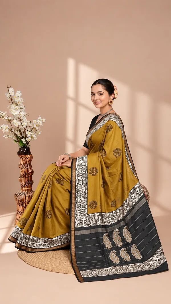 Neehar_Jaipur_Swarnika_Maheshwari_Silk_Saree_Golden_Ochre