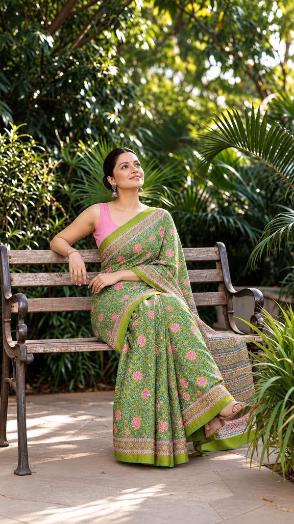 Neehar_Jaipur_Pankhuri_Vanya_Mehendi_Green_Maheshwari_Silk_Saree