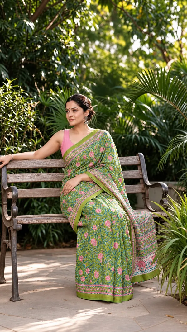 Neehar_Jaipur_Pankhuri_Vanya_Mehendi_Green_Maheshwari_Silk_Saree
