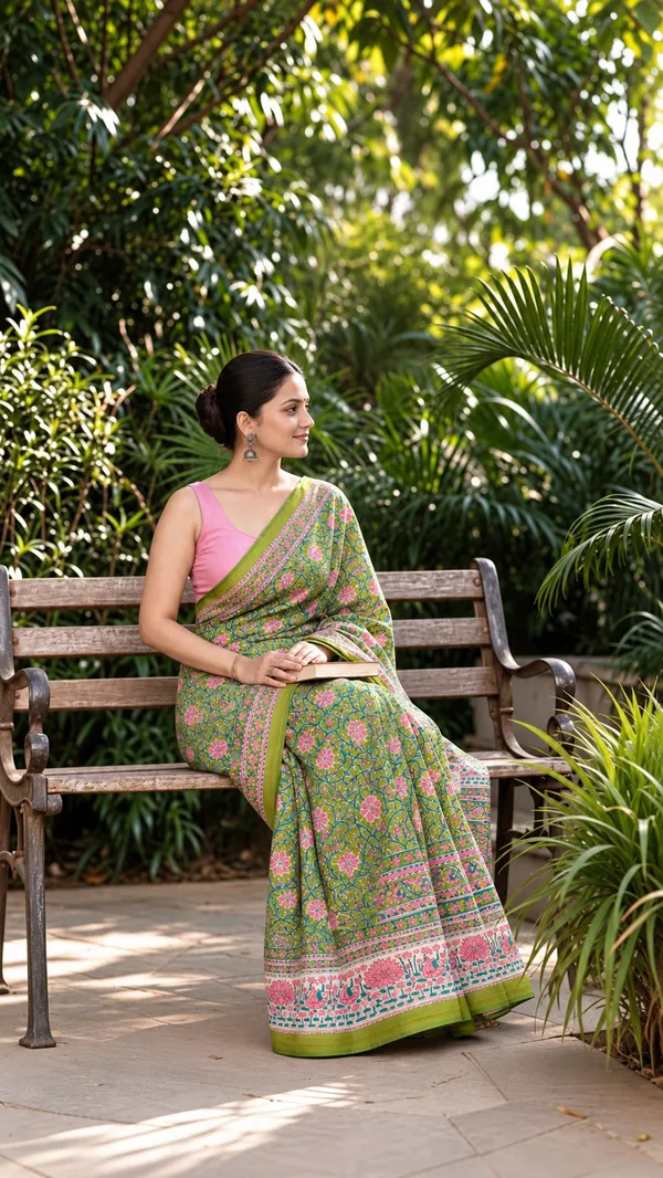 Neehar_Jaipur_Pankhuri_Vanya_Mehendi_Green_Maheshwari_Silk_Saree