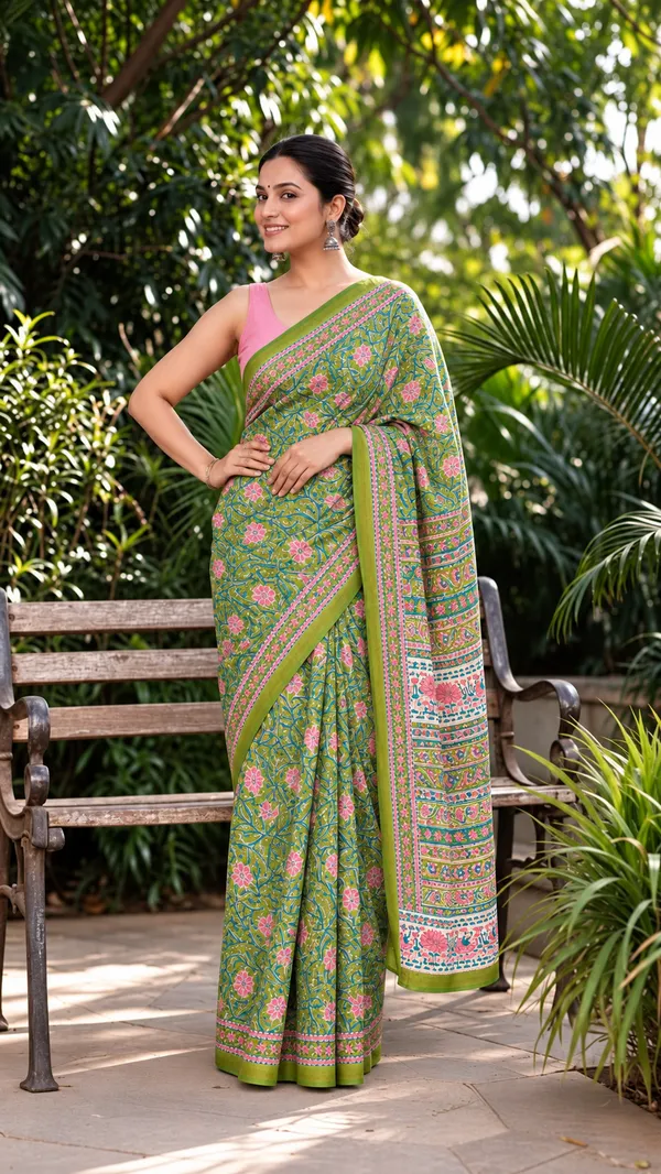 Neehar_Jaipur_Pankhuri_Vanya_Mehendi_Green_Maheshwari_Silk_Saree