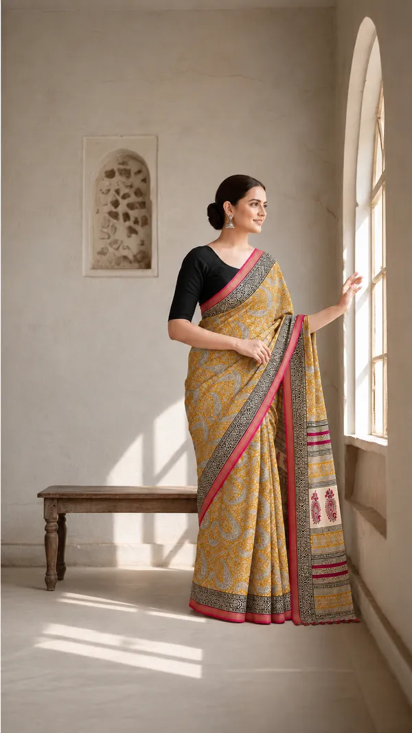 Neehar_Jaipur_Kanak_Madhurya_Maheshwari_Silk_Saree_Mustard_Gold