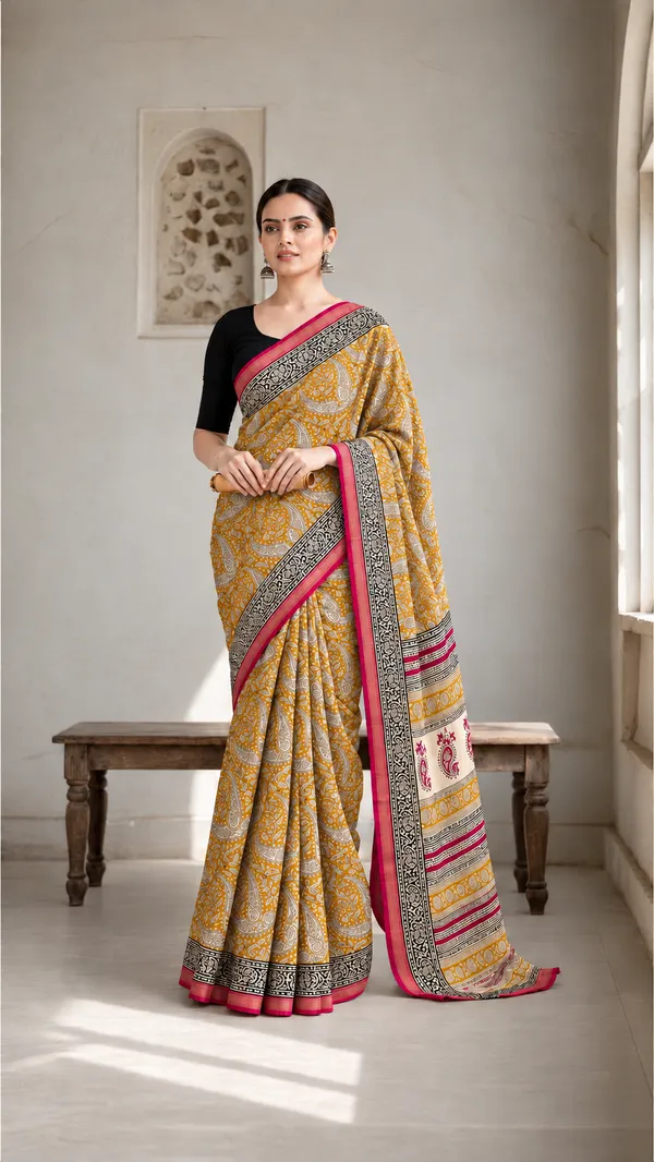 Neehar_Jaipur_Kanak_Madhurya_Maheshwari_Silk_Saree_Mustard_Gold