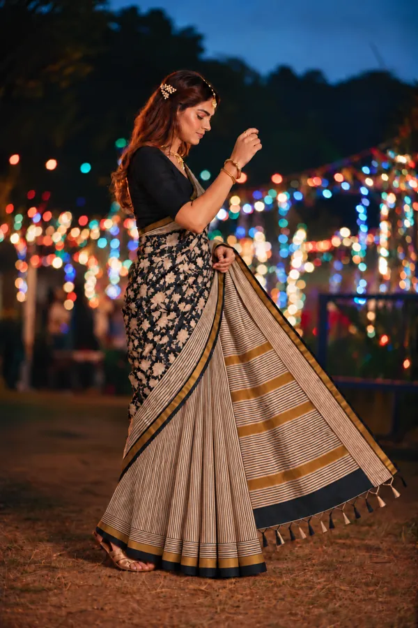 Neehar_Jaipur_Siyah_Noor_Black_Ivory_Maheshwari_Silk_Saree