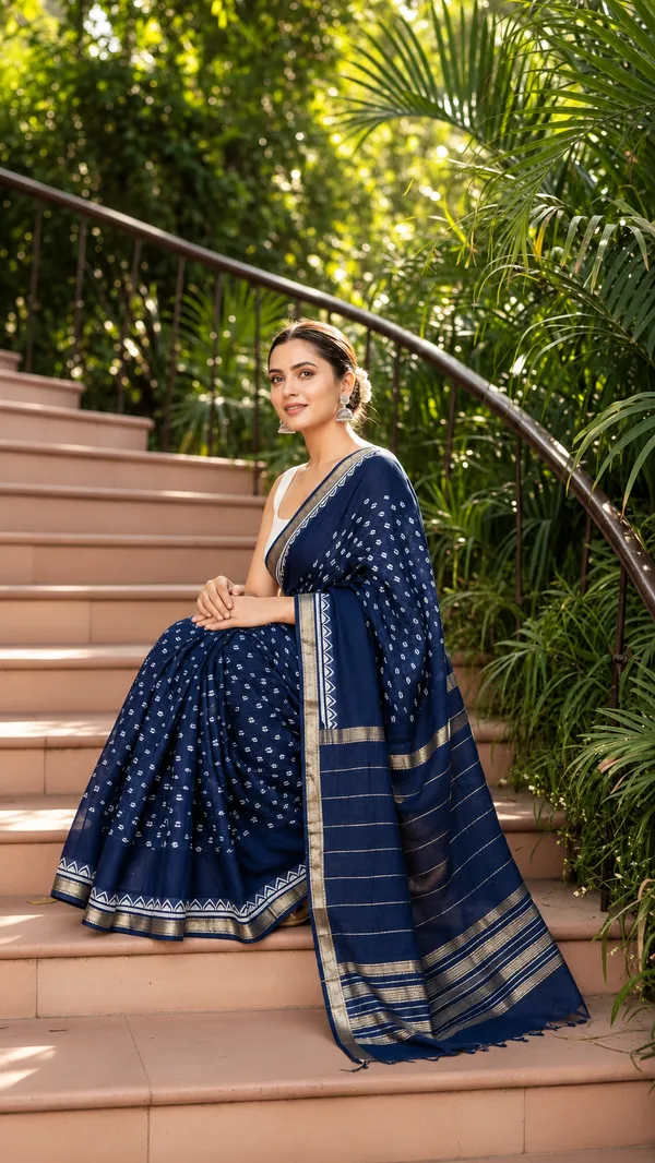 Navy_Blue_Printed_Saree_For_Women