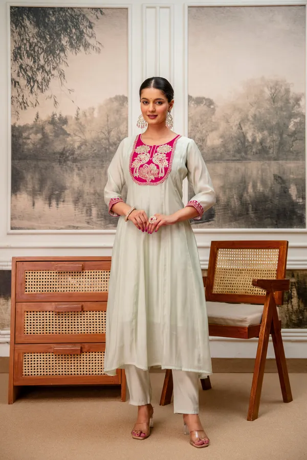 Cream_Embroidered_Flared_Kurta_For_Women