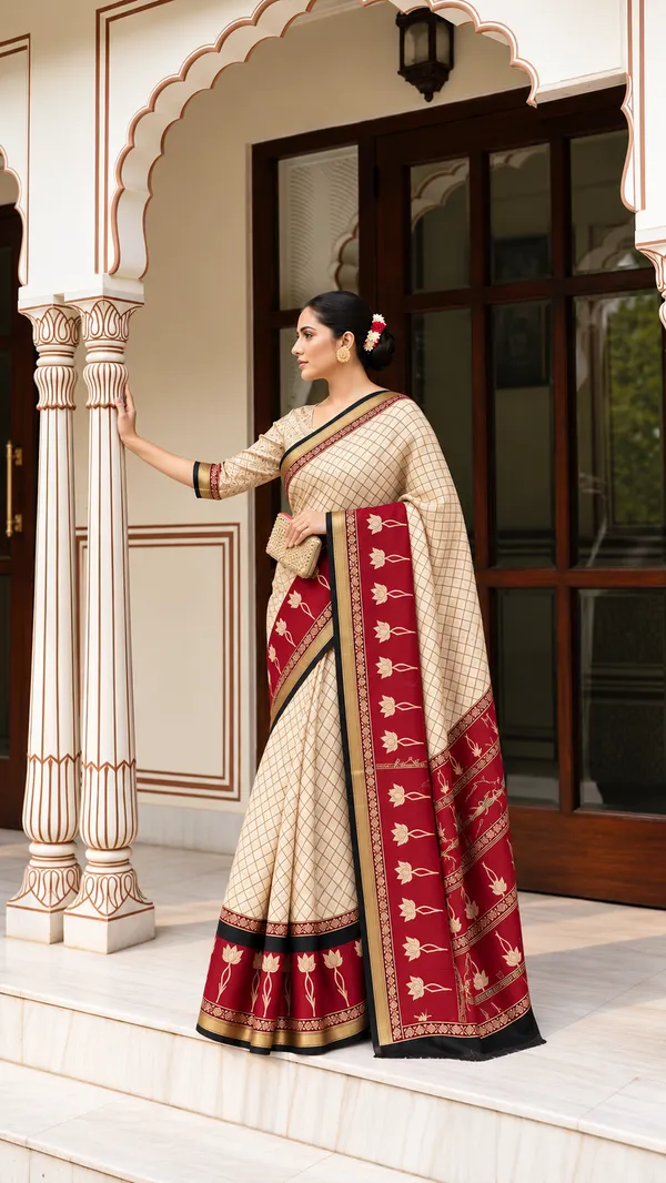 Cream_Printed_Traditional_Saree_For_Women