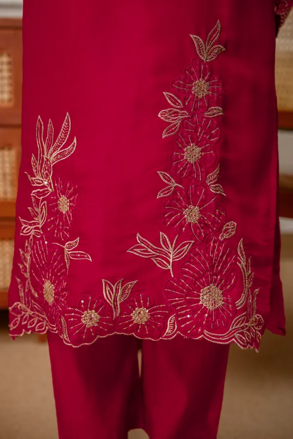Magenta_Embroidered_Straight_Kurta_Set_For_Women