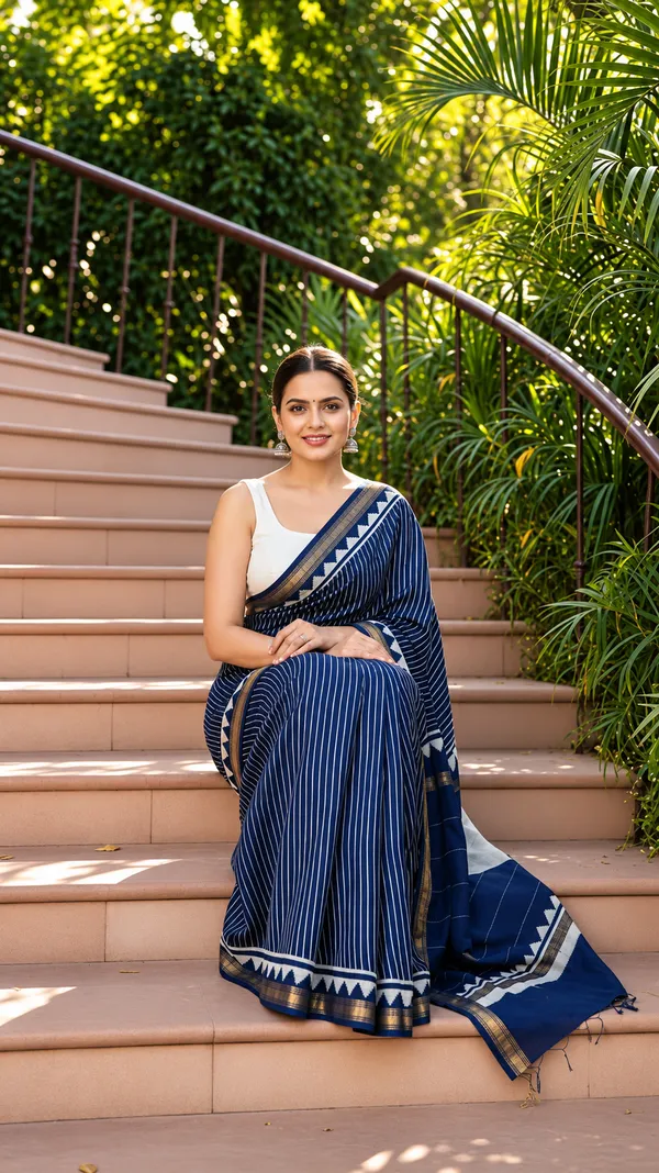 Navy_Blue_Patterned_Saree_For_Women