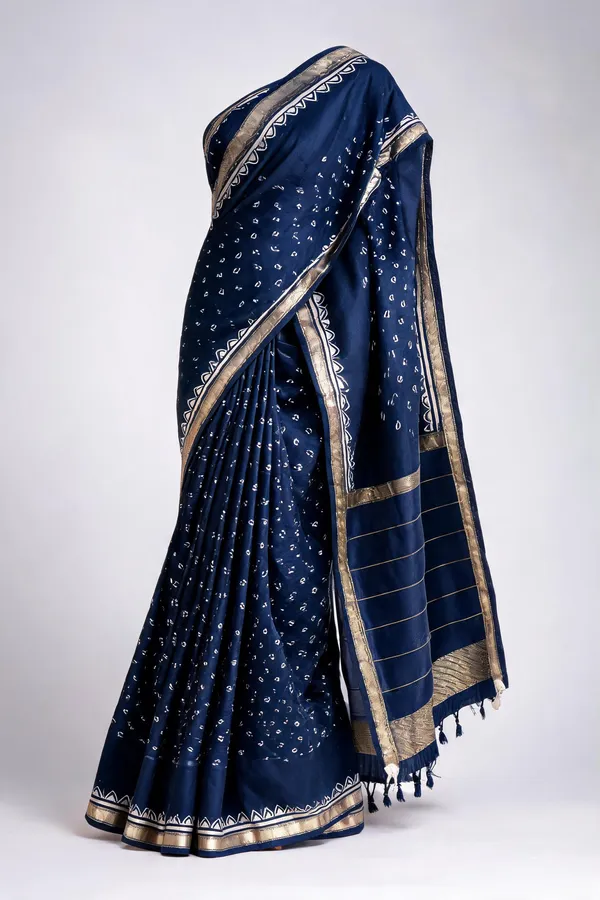 Navy_Blue_Printed_Saree_For_Women