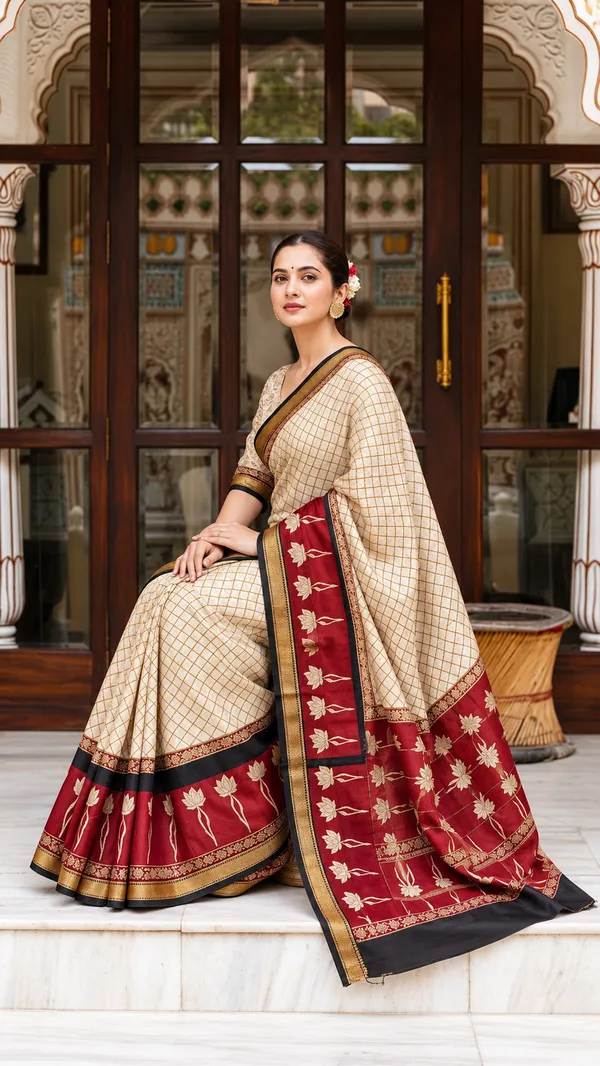 Cream_Printed_Traditional_Saree_For_Women