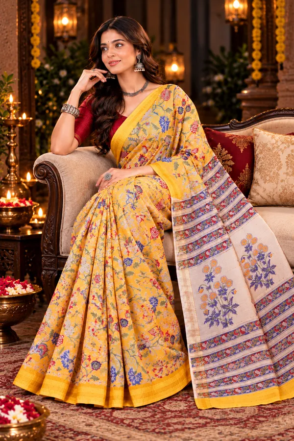 Yellow_Floral_Printed_Saree_For_Women