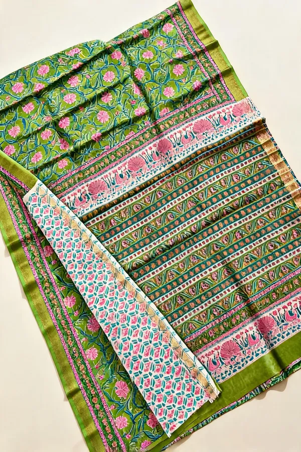 Green_Maheshwari_Silk_Floral_Print_Saree_For_Women