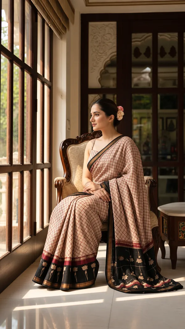 Beige_Paisley_Print_Saree_For_Women