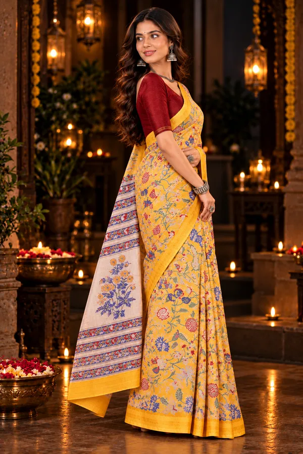 Yellow_Floral_Printed_Saree_For_Women