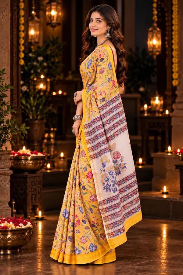 Yellow_Floral_Printed_Saree_For_Women