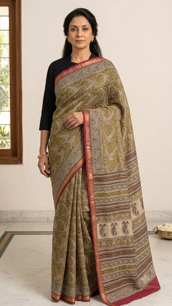 Cream_Maheshwari_Silk_Floral_Paisley_Print_Saree