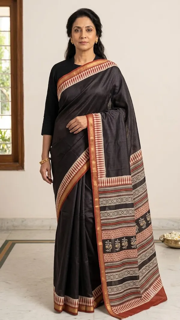 Black_Cotton_Printed_Saree_For_Women
