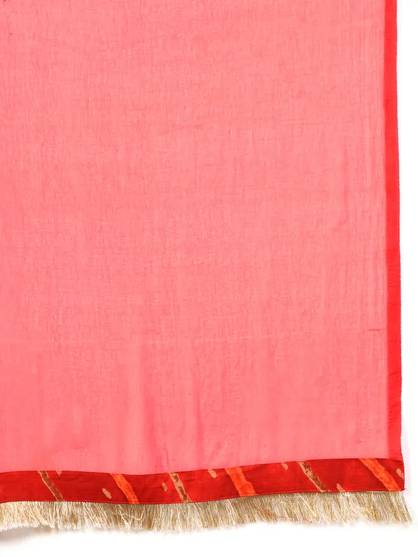 Red_Viscose_Rayon_Regular_Leheriya_Printed_Thread_Work_Kurta_Set_For_Women