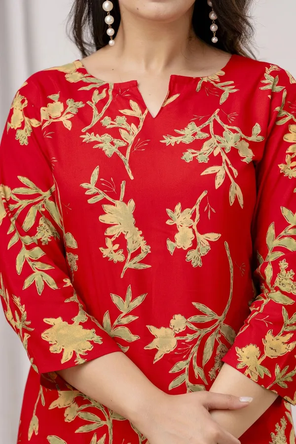 Orange_Viscose_Rayon_Floral_Printed_Top_Palazzo_Co-Ords_For_Women