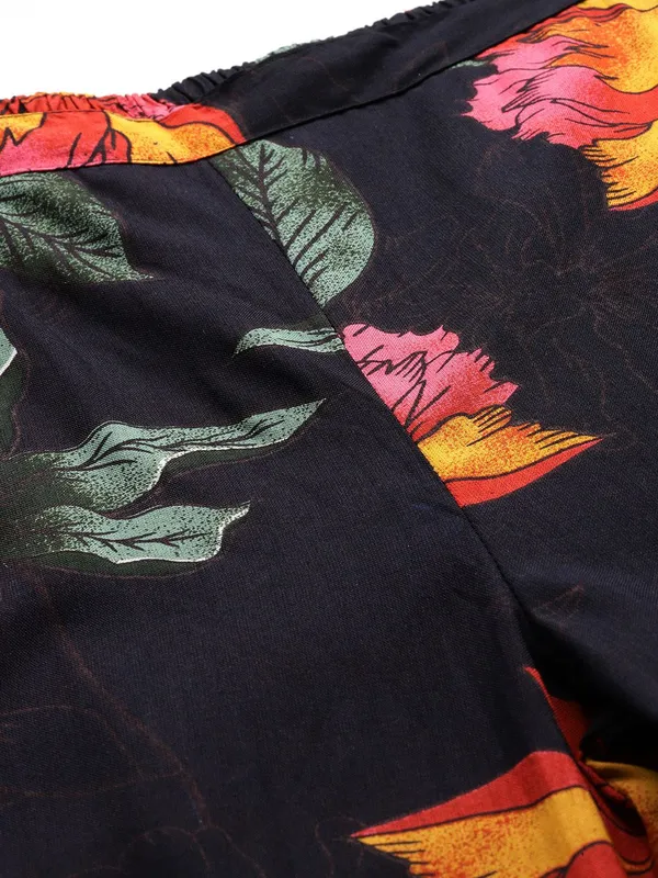 Black_Viscose_Rayon_Floral_Printed_Notch_Neck_Co-Ords_For_Women