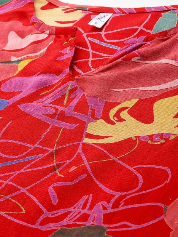 Red_Viscose_Rayon_Floral_Printed_Top_Palazzo_Co-Ords_For_Women