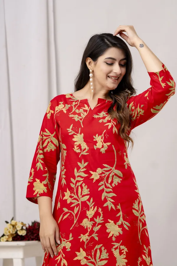 Orange_Viscose_Rayon_Floral_Printed_Top_Palazzo_Co-Ords_For_Women