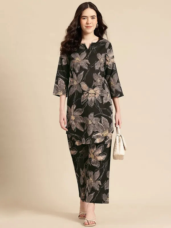 Black_Pure_Cotton_Floral_Printed_Straight_Co-Ords_For_Women