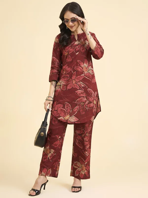 Red_Pure_Cotton_Floral_Printed_Straight_Co-Ords_For_Women