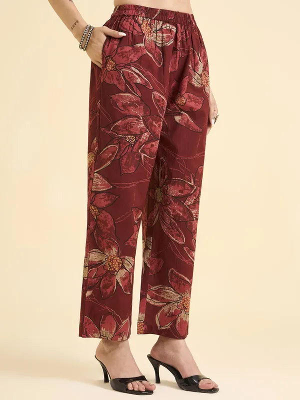Red_Pure_Cotton_Floral_Printed_Straight_Co-Ords_For_Women