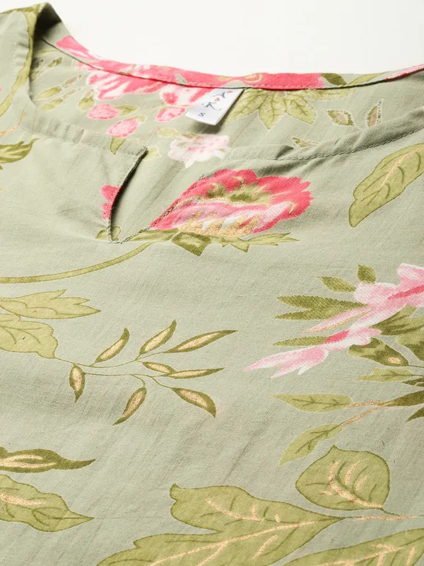 Green_Pure_Cotton_Floral_Printed_Straight_Co-Ords_For_Women