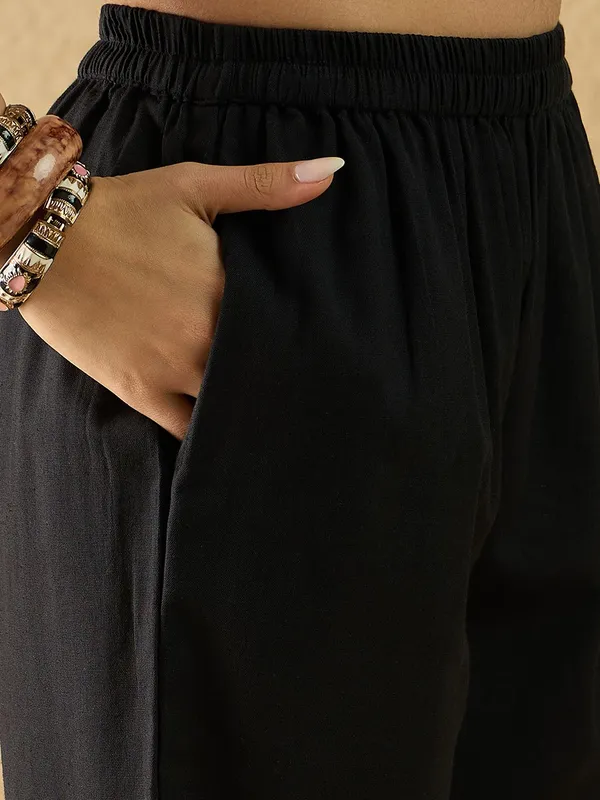 Black_Pure_Cotton_Embroidered_Kurta_Palazzo_Co-Ords_For_Women