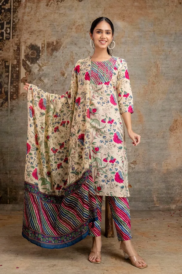 Pink_Pure_Cotton_Embroidered_Floral_Printed_Kurta_Set_For_Women